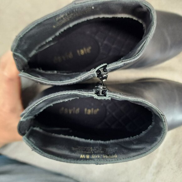 David Tate Shoes Womens Size 8 Black Leather Side Zip Ankle Boots - Picture 10 of 12